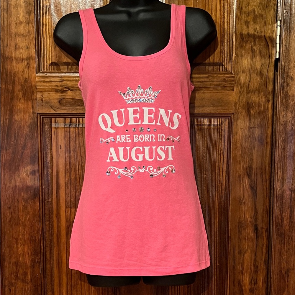Pink Tank Top with August Queen Custom Graphic